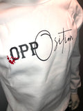 “Opposition” Crew Neck Sweater (White/Black/Red)