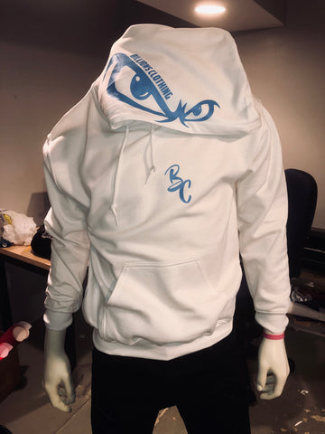 ”Mongoose” Pullover Hoodie (White/Baby Blue)