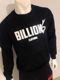 “Billion$ Clothing” Crew Neck Pullover Sweater (Black/White/Reflective)
