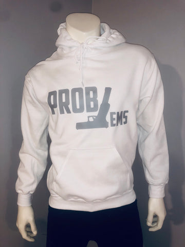 “Problems” Pullover Hoodie (White/Grey)